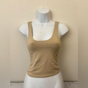 Rue21 Tank Womens XS Camisole Top Square Neck Sleeveless Soft Knit Tan Tank​